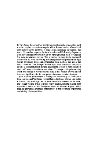 The Roman Law Tradition