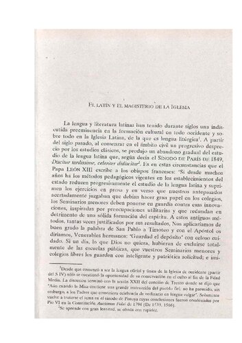 El Latín y el Magisterio de la Iglesia (Curso de Latín Eclesiástico)