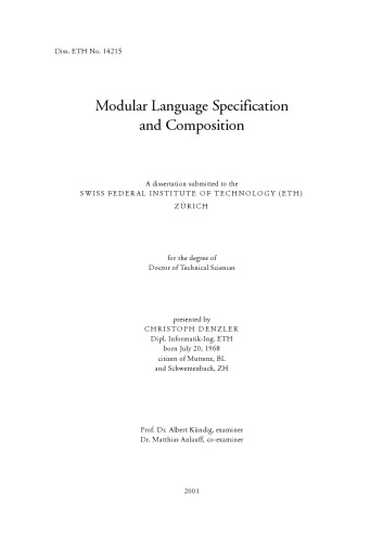 Modular Language Specification and Composition (Berichte Aus Der Informatik)  English