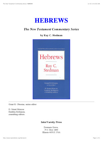Hebrews (IVP New Testament Commentary Series)