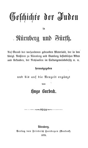 Geschichte der Juden in Nürnberg und Fürth