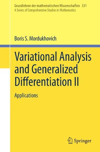 Variational Analysis and Generalized Differentiation II - Applications