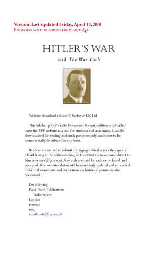 Hitler's War and The War Path