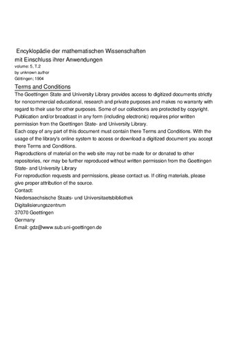 Encyklopädie der mathematischen Wissenschaften mit Einschluss ihrer Anwendungen Fünfter Band (Teilband 2): Physik