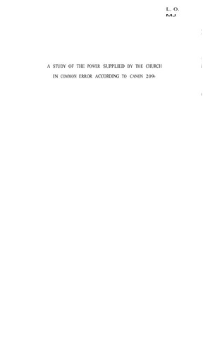 A Study of the Power Supplied by the Church in Common Error According to Canon 209