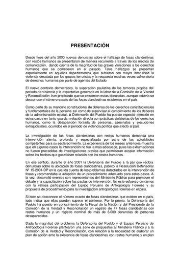 Manual para la investigación eficaz ante el hallazgo de fosas con restos humanos en el Perú
