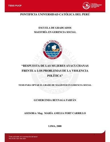 Respuesta de las mujeres ayacuchanas frente a los problemas de la violencia política