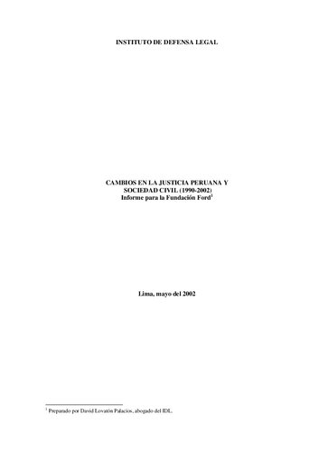 Cambios en la justicia peruana y sociedad civil (1990-2002) : Informe para la Fundación Ford