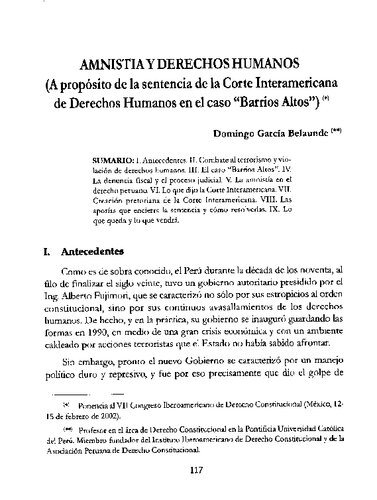 Amnistía y derechos humanos (A propósito de la sentencia de la Corte Interamericana de Derechos Humanos en el caso 