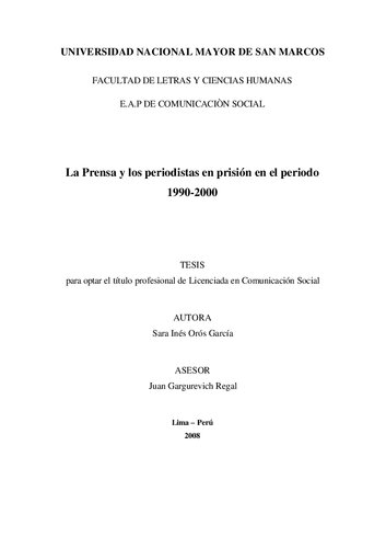 La Prensa y los periodistas en prisión en el periodo 1990-2000
