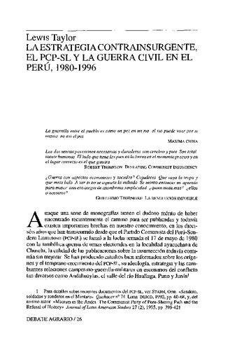 La estrategia contrainsurgente, el PCP-SL y la guerra civil en el Perú, 1980-1996