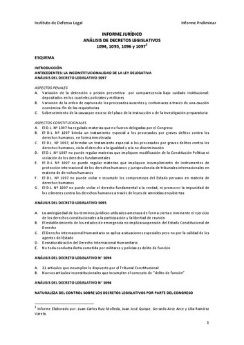 Análisis de decretos legislativos 1094, 1095, 1096 y 1097. Informe jurídico