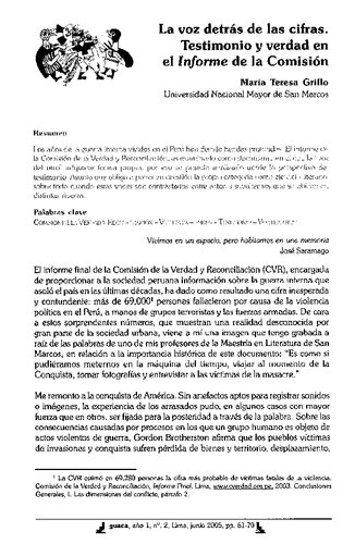 La voz detrás de las cifras. Testimonio y verdad en el Informe de la Comisión (CVR)