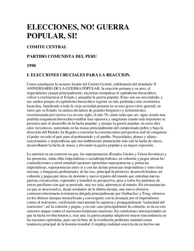 Elecciones, no! Guerra popular, sí!