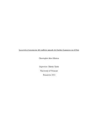 La novela y la memoria del conflicto armado de Sendero Luminoso en el Perú
