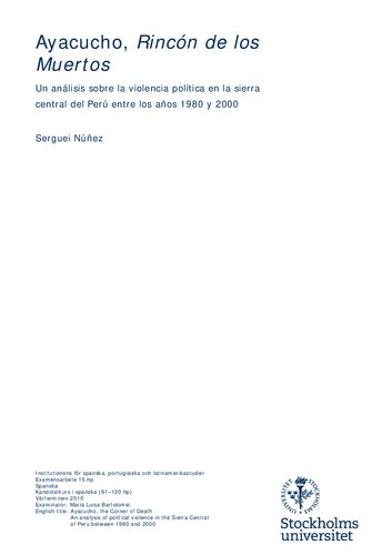 Ayacucho, Rincón de los Muertos : Un análisis sobre la violencia política en la sierra central del Perú entre los años 1980 y 2000