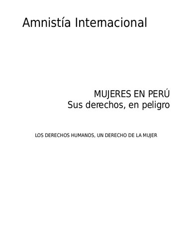 Mujeres en Perú : sus derechos, en peligro