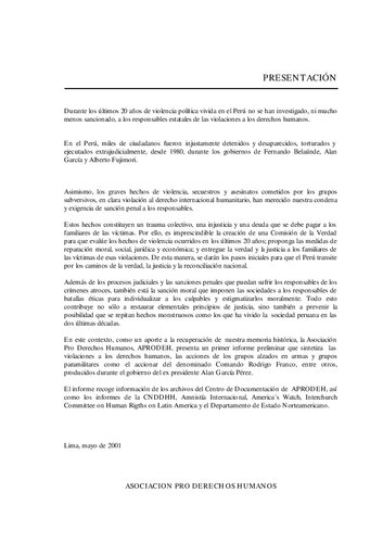 Principales violaciones a los DD.HH. por parte de las fuerzas armadas y policiales (Perú)