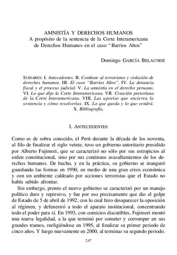 Amnistía y derechos humanos. A propósito de la sentencia de la Corte Interamericana de Derechos Humanos en el caso