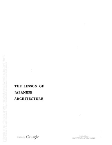 The Lesson of Japanese Architecture