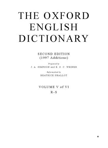 Oxford English Dictionary, Second Edition (1997 Additions), Vol. 5: R—S