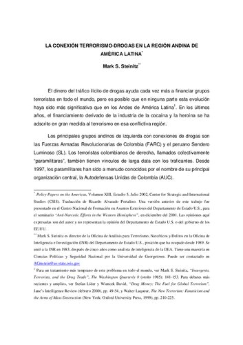 La conexión terrorismo-drogas en la región andina de América Latina [2002]