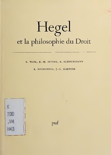 Hegel et la philosophie du droit