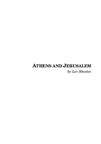 Athens and Jerusalem