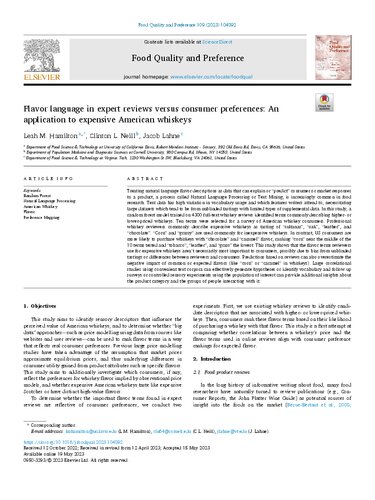 Flavor language in expert reviews versus consumer preferences: An application to expensive American whiskeys