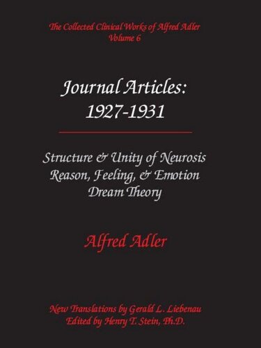 The Collected Clinical Works of Alfred Adler, Volume 6 - Journal Articles: 1927-1931