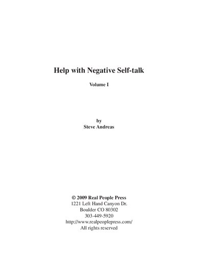 Help with Negative Self-Talk