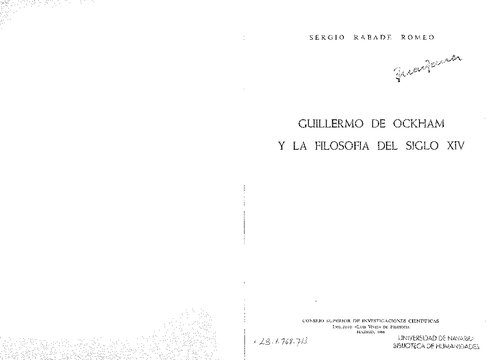 Guillermo de Ockham y la filosofía del siglo XIV