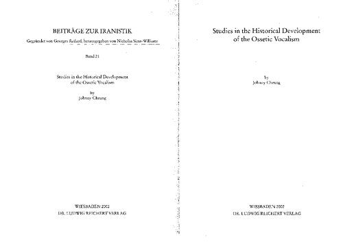 Studies in the Historical Development of the Ossetic Vocalism