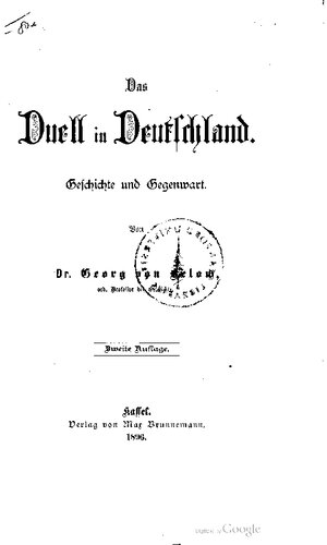Das Duell in Deutschland : Geschichte und Gegenwart