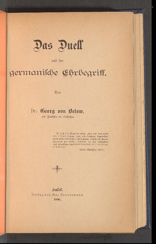 Das Duell und der germanische Ehrbegriff