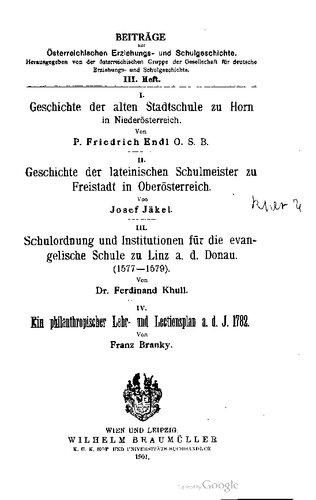 Beiträge zur österreichischen Erziehungs- und Schulgeschichte