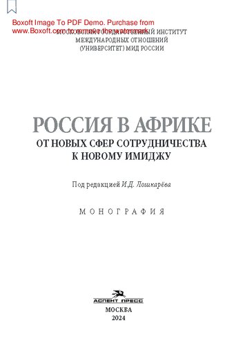 Россия в Африке: От новых сфер сотрудничества к новому имиджу