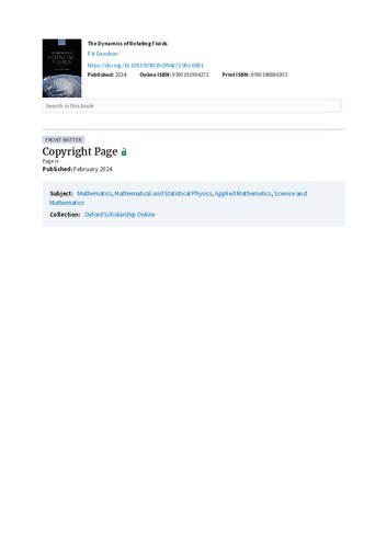 The Dynamics of Rotating Fluids