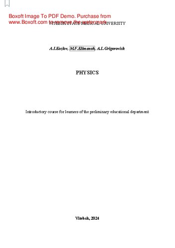 Physics : introductory course for learners of the preliminary education department