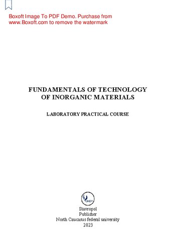Fundamentals of technology of inorganic materials: laboratory practical work