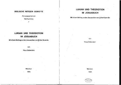 Lukian und Theodotion im Josuabuch. Mit einem Beitrag zu den Josuarollen von Hirbet Qumran