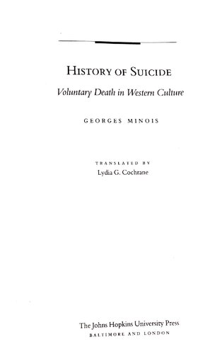 History of Suicide: Voluntary Death in Western Culture