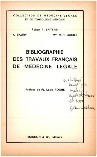 Bibliographie des travaux français de médecine légale