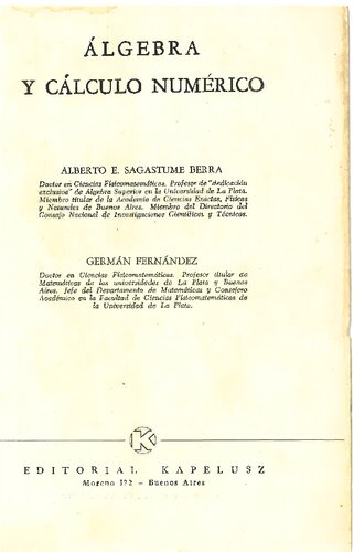 Álgebra y Cálculo Numérico