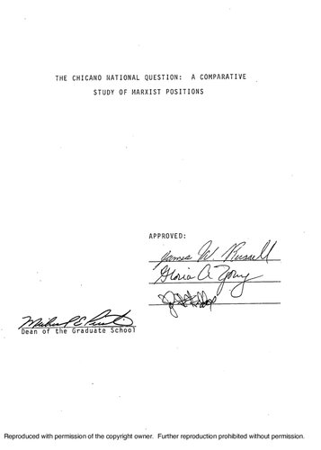 [Dissertation] The Chicano National Question: A Comparative Study of Marxist Positions