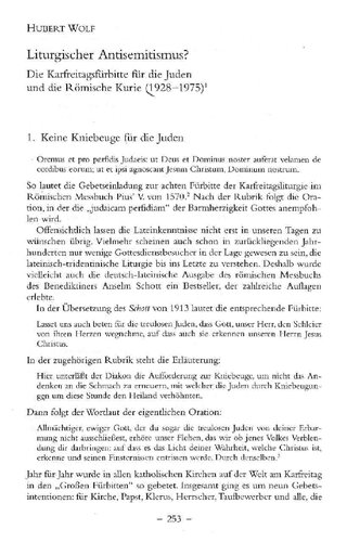 Liturgischer Antisemitismus? Die Karfreitagsfürbitte für die Juden und die Römische Kurie (1928-1975)
