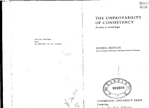 The Unprovability of Consistency: An Essay in Modal Logic