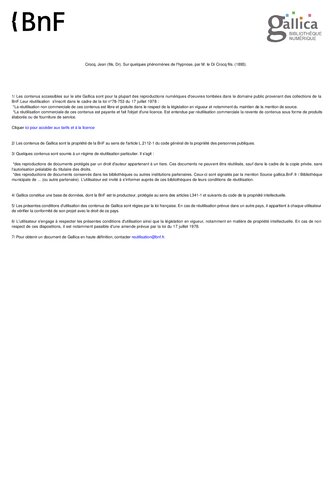 Sur quelques phénomènes de l'hypnose 1893