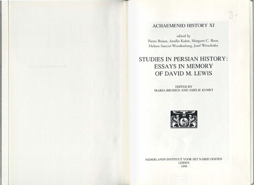 Studies in Persian History: Essays in Memory of David M. Lewis