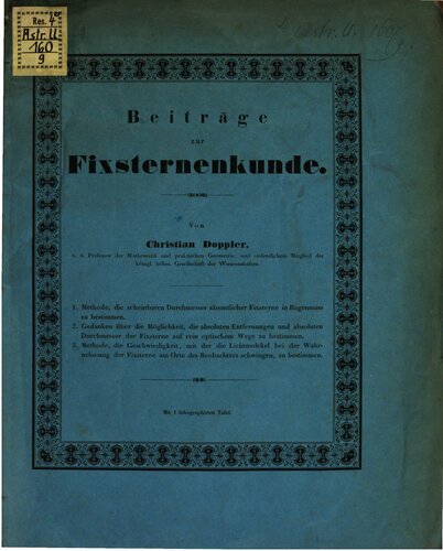 Beiträge zur Fixsternkunde